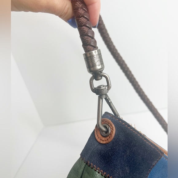 THE SAK Patchwork Multicolor Leather/Suede Hobo Shoulder Bag With Braided Strap - Picture 6 of 14